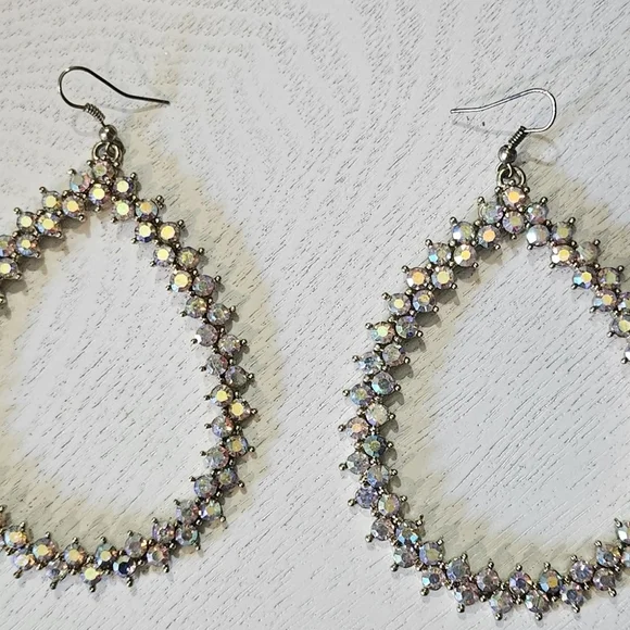 Crystal Oval Statement Dangle Earrings –Glam! - Picture 3 of 5